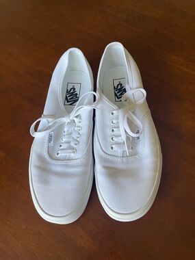 Womens Vans White Canvas Low-Top Sneakers